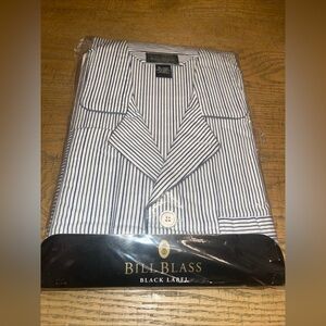 Vintage Bill Blass Men's Pajamas Striped Top & Bottom Size XL - Cotton Flannel